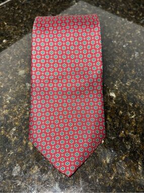 ETIENNE AIGNER Red Medallion Pattern Silk Men's Tie